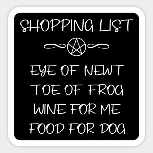 Eye of Newt, Wine, Dog Food Cheeky Witch® Shopping List Sticker